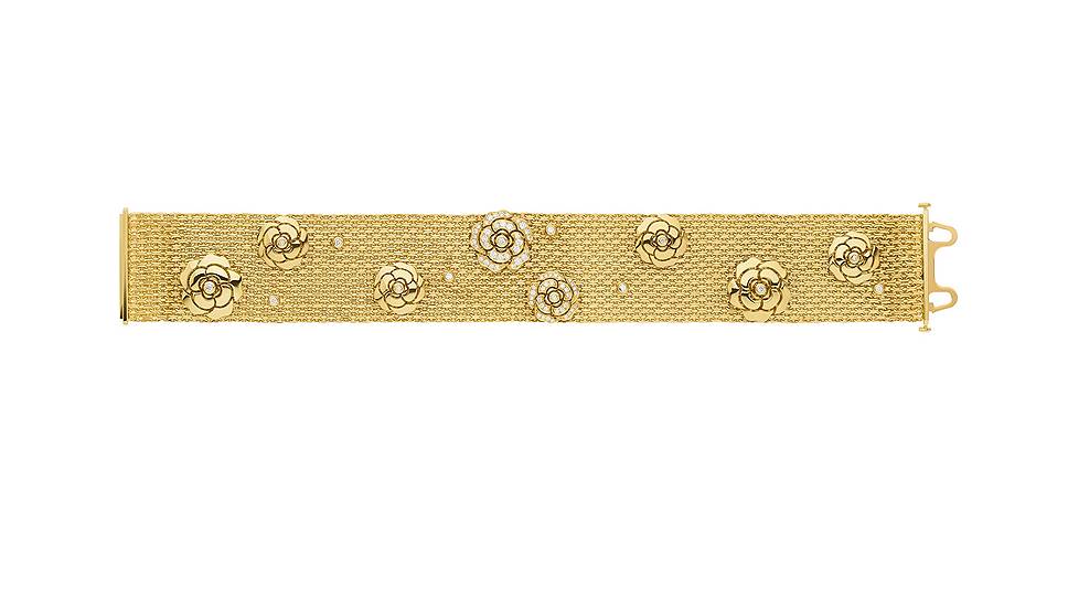 Chanel Fine Jewelry, браслет Impression Camelia, желтое золото, бриллианты  