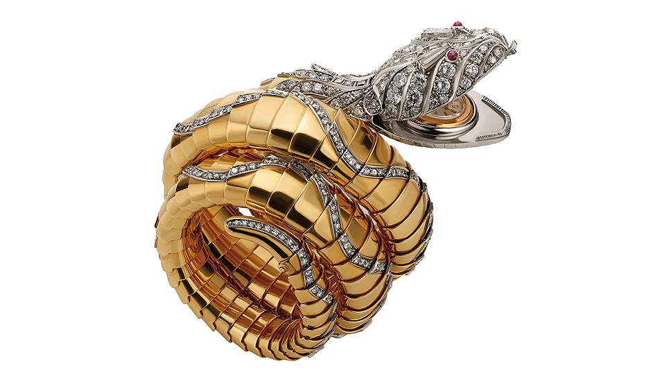 Часы-браслет Serpenti из золота и платины с рубинами и бриллиантами, 1954 год, коллекция наследия