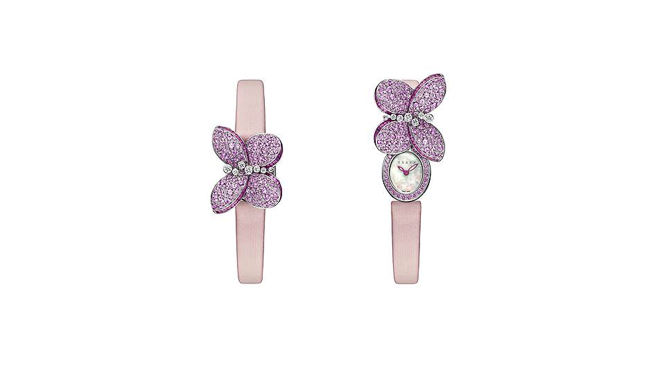 Baby Princess Butterfly, 18 мм, белое золото, перламутр, сапфиры, бриллианты, 2018 год