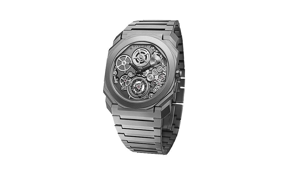 Bvlgari, часы Octo Finissimo Tourbillon Automatic, 42 мм, механизм с автоматическим подзаводом, титан, 7 859 000 руб.