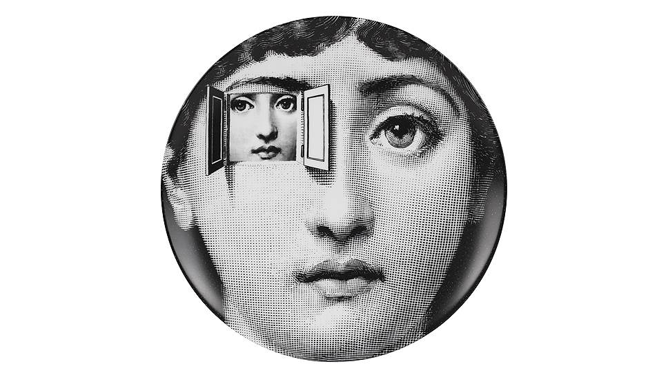 Фарфоровая тарелка Fornasetti с изображением Лины Кавальери, 1952 год. Тарелки до сих пор успешно продаются. Сервиз представлен на выставке &quot;Италия в Голливуде&quot; 
