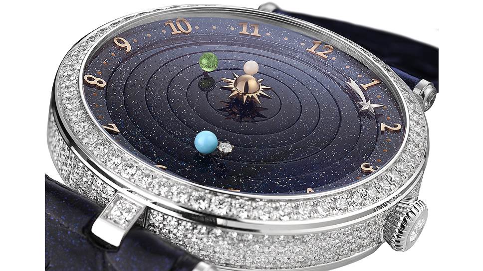 Van Cleef &amp; Arpels Lady Arpels Planetarium. Корпус белого золота 38 мм. Автоматический механизм с модулем Christiaan van der Klaauw и запасом хода в 55 часов. 257 500 CHF