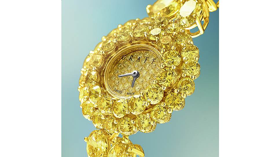 Часы Oval Fancy Vivid Yellow, желтое золото, желтые бриллианты