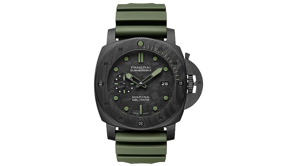 Panerai, часы Submersible Marina Militare Carbotech, 47 мм, композитный материал Carbotech, механизм с автоматическим подзаводом