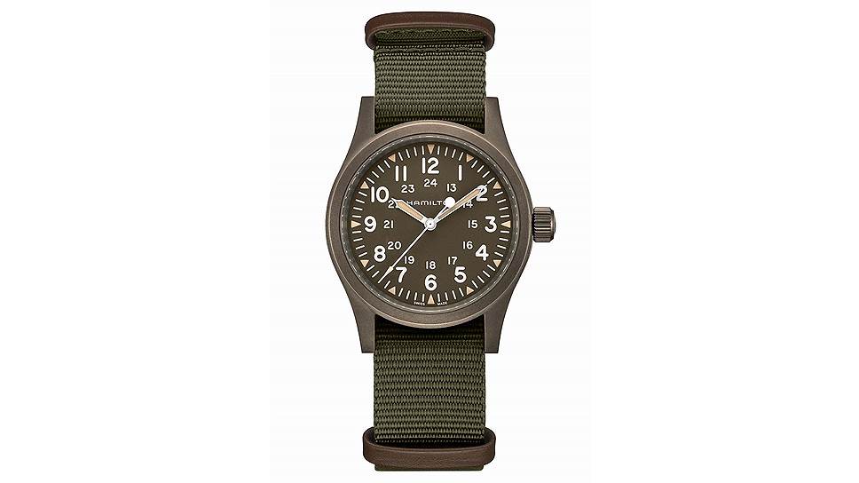 Hamilton, часы Khaki Field Mechanical, 38 мм, сталь, механизм с ручным подзаводом