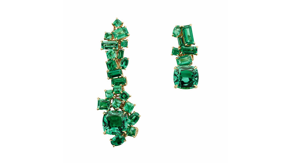 Dior Joaillerie, серьги Vert Sinople, желтое золото, изумруды, бриллианты