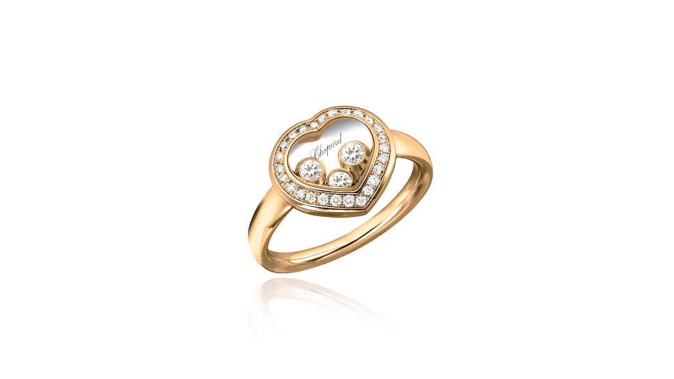 Chopard, кольцо Happy Diamonds, розовое золото, бриллианты