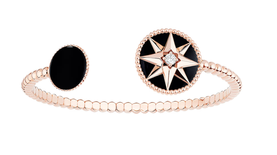 Браслет Rose des Vents, розовое золото 18 карат, бриллиант и оникс