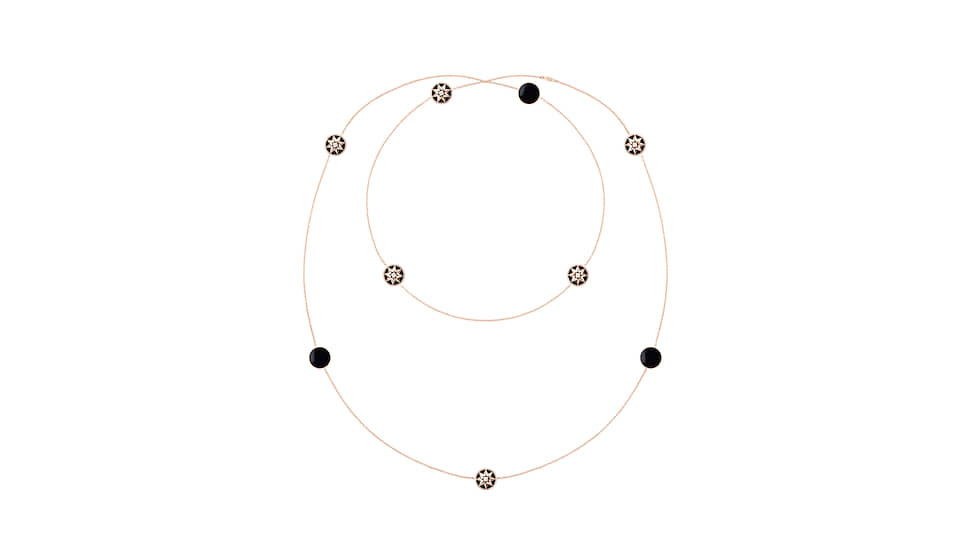 Колье-сотуар Rose des Vents, розовое золото 18 карат, бриллианты и оникс