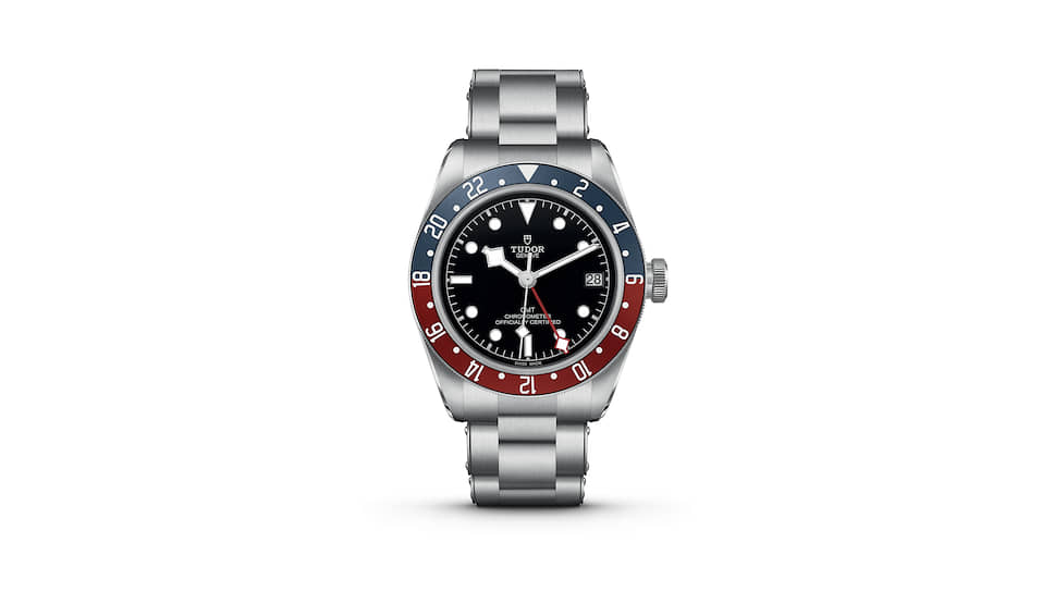 Tudor Black Bay GMT 41 мм, сталь с сатинированной обработкой, механизм с автоматическим подзаводом и двунаправленной роторной системой, запас хода 70 часов, водонепроницаемость до 200 м