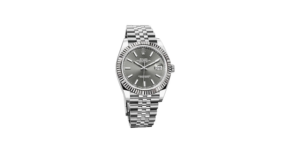 Rolex, часы Oyster Perpetual Datejust, 41 мм, сталь, белое золото, механизм с автоматическим подзаводом, запас хода 70 часов