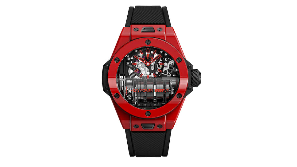 Hublot, часы Big Bang MP-11Red Magic, 45 мм, красная керамика, механизм с ручным подзаводом, запас хода 14 дней, лимитированная серия в 100 экземпляров