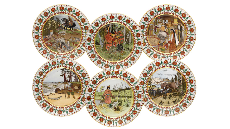 Набор из шести фарфоровых тарелок, Фарфоровый завод братьев Корниловых, Санкт-Петербург