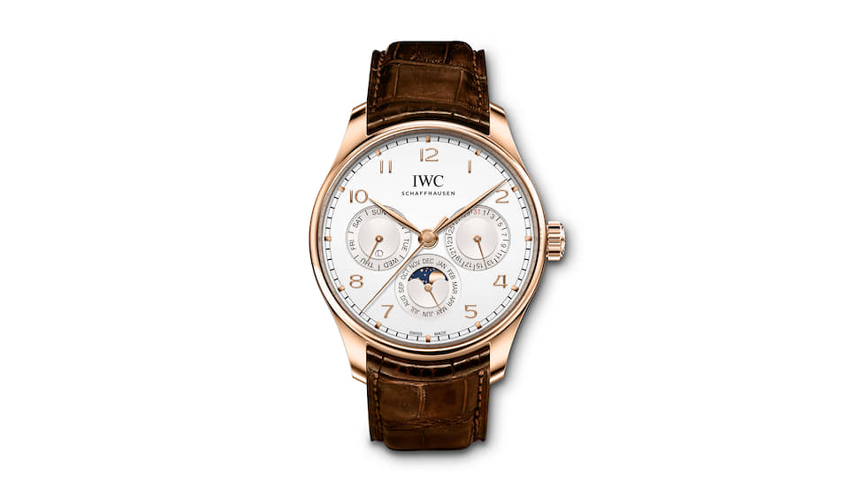 IWC, часы Portugieser Perpetual Calendar, 42 мм, розовое золото, механизм с автоматическим подзаводом, запас хода 60 часов