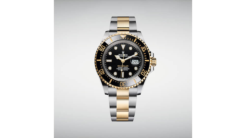 Rolex, часы Oyster Perpetual Sea Dweller, 43 мм, сталь, желтое золото, механизм с автоматическим подзаводом, запас хода 70 часов, водонепроницаемость 1220 м