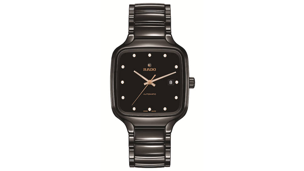 Rado True Square Automatic в корпусе из черной полированной керамики с механизмом ЕТА С07 с автоподзаводом и запасом хода до 80 часов 