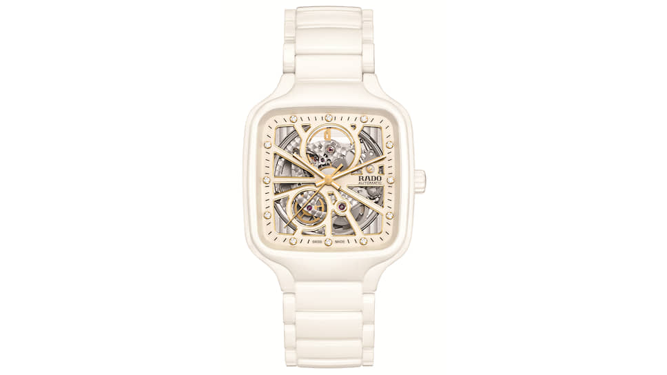 Rado True Square Automatic Open Heart в корпусе из белой керамики с механизмом ETA C07.631 с автоподзаводом и запасом хода до 80 часов 