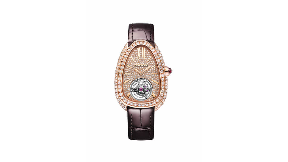 Serpenti Seduttori Tourbillon, 22 x 18 мм, розовое золото, бриллианты, механизм с ручным подзаводом, запас хода 40 часов