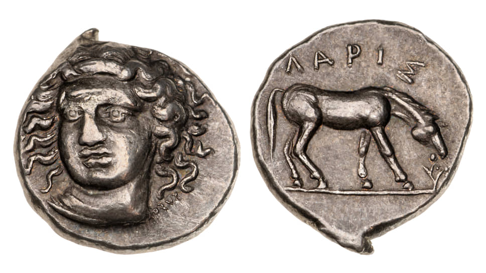 Реплика греческой монеты с изображением нимфы Лариссы
