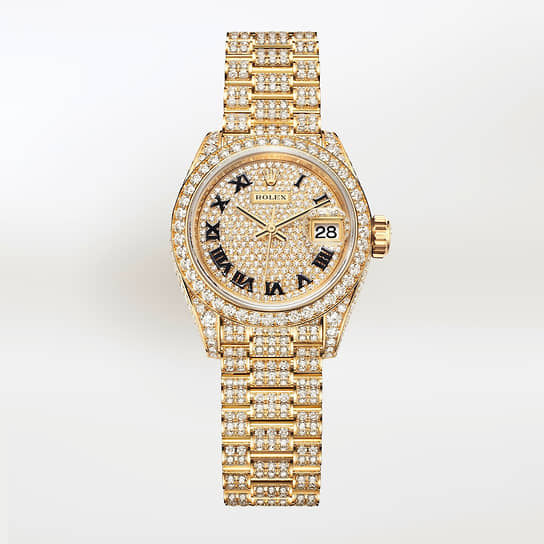 Rolex Oyster Perpetual Lady-Datejust. Корпус 28 мм из желтого золота с бриллиантами