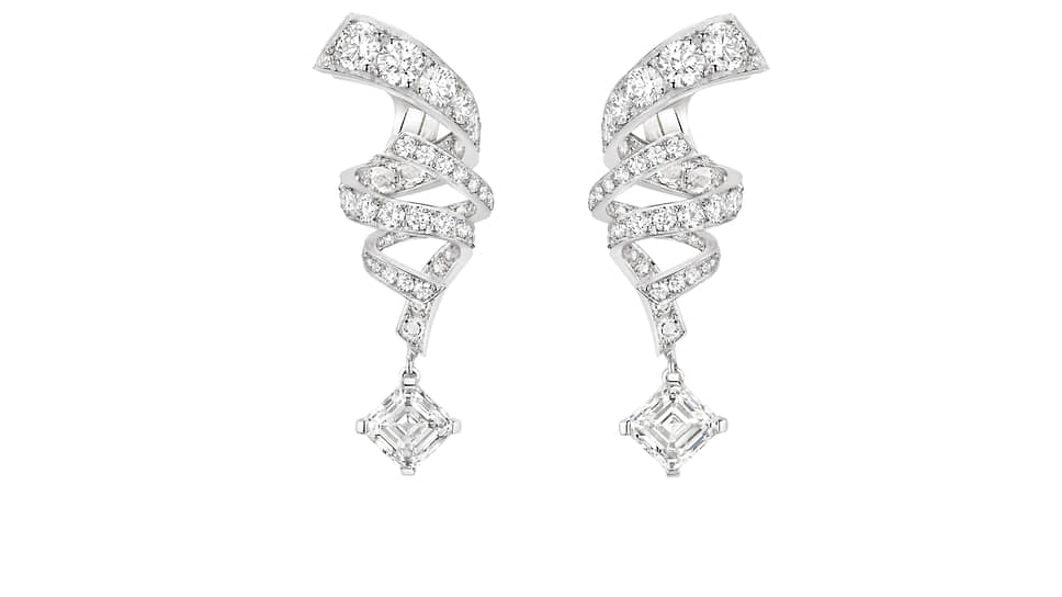 Chaumet, серьги Torsade, белое золото, бриллианты