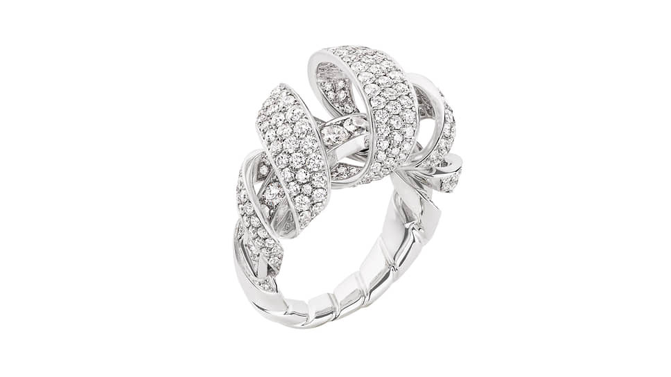 Chaumet, кольцо Torsade, белое золото, бриллианты