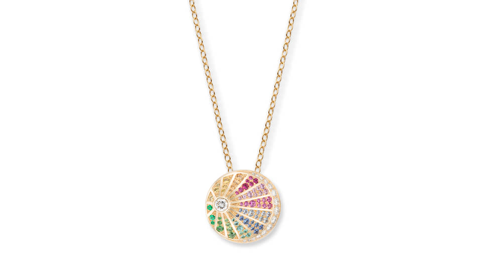 Nouvel Heritage, подвеска Rainbow Medallion, розовое золото, разноцветные сапфиры, бриллианты, цавориты, турмалины, гранаты, изумруды