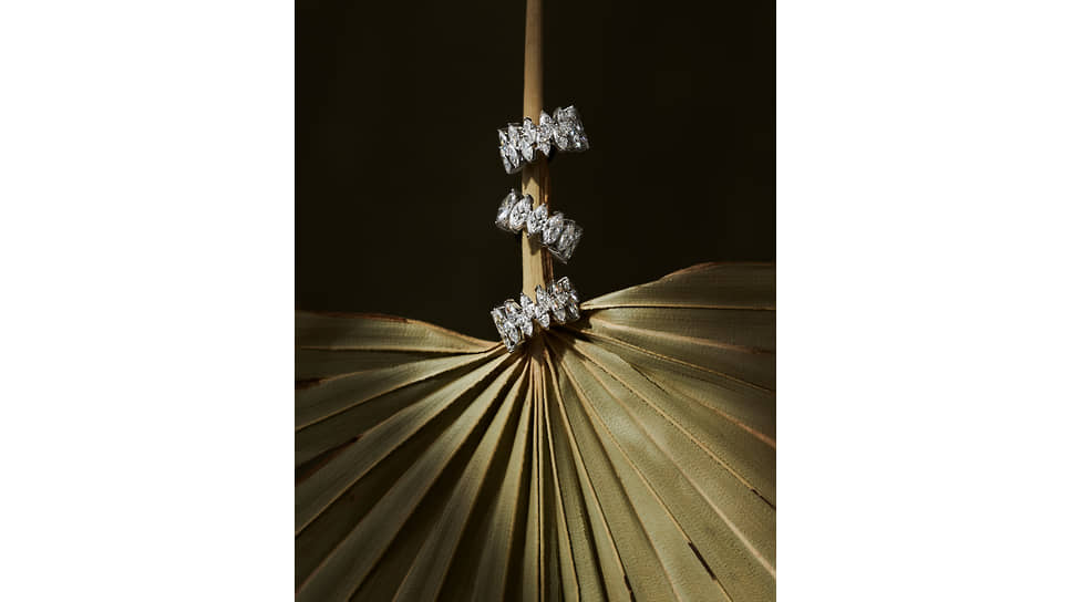 Suzanne Code, кольца и серьги, белое золото, искусственные бриллианты
