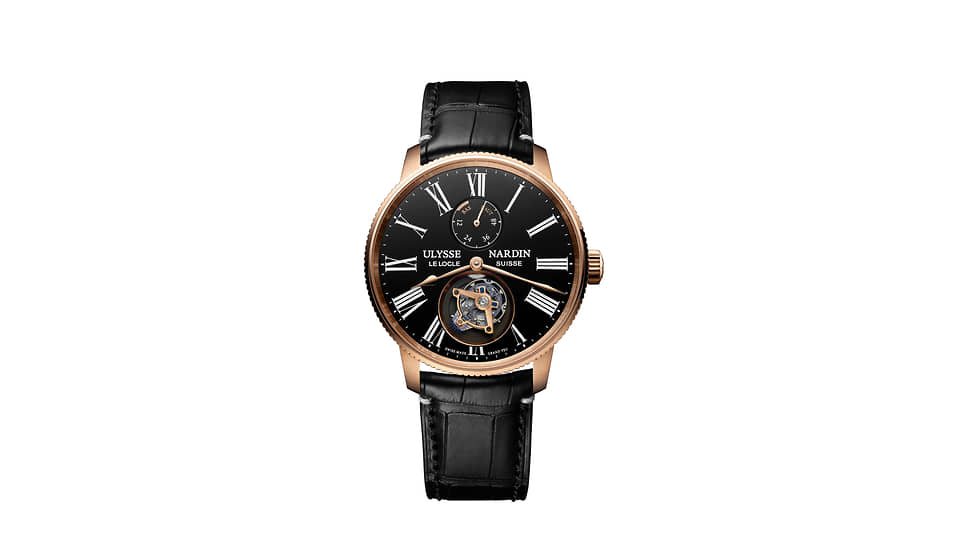 Ulysse Nardin Marine Torpilleur Tourbillon Grand Feu. Корпус из розового золота 42 мм. Механизм UN-128 с автоподзаводом. Летящий турбийон со спуском Ulysse Nardin, кремниевый спусковой узел. Циферблат с горячей эмалью Grand Feu. Лимитированная серия 175 экземпляров