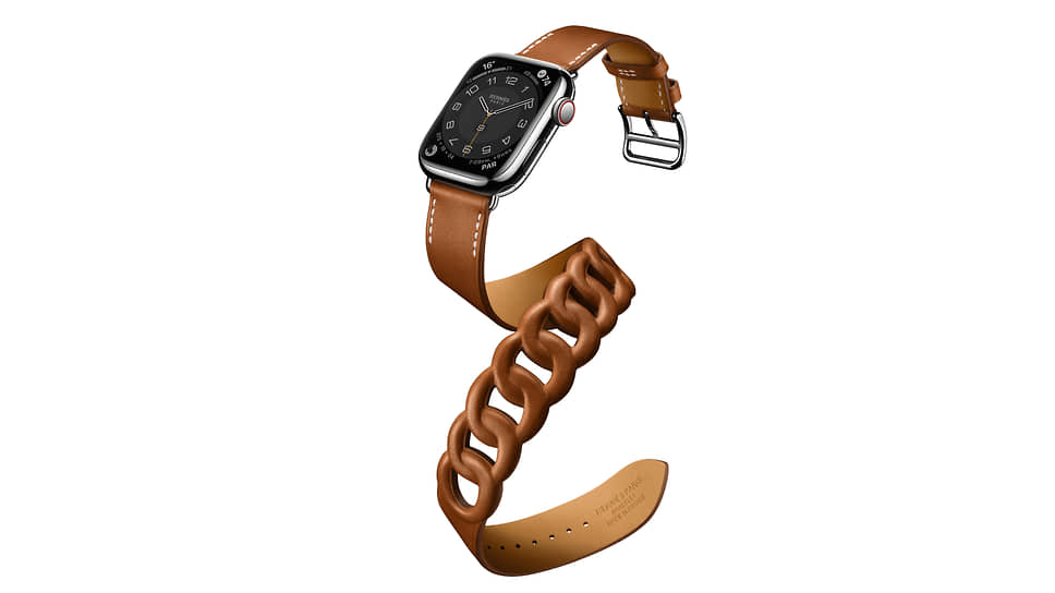 Apple Watch Hermes Series 7 с двойным ремешком Gourmette и бирка AirTag