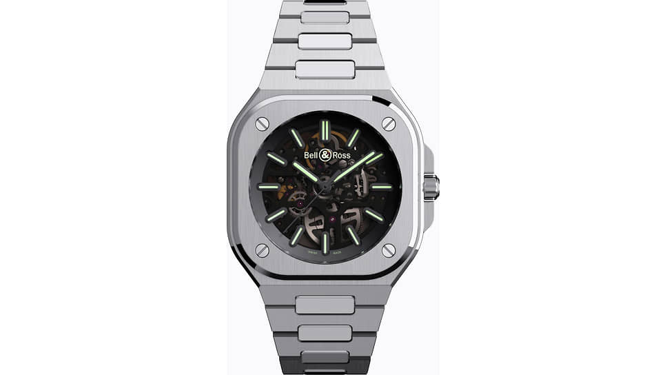 Bell & Ross, часы BR 05 Skeleton Nightlum, 40 мм, сталь, механизм с автоматическим подзаводом, запас хода 42 часа