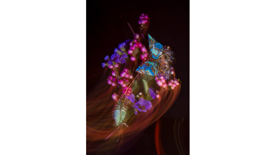 Lydia Courteille, кольцо Phasme, золото, цавориты, жадеит, перидоты, изумруды; брошь Butterfly, золото, хризоколла, бериллы, гранаты, огненный опал, сапфиры, цавориты, аметисты