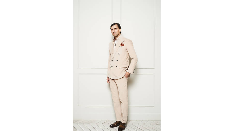 Двубортный костюм из вельвета Ermenegildo Zegna 