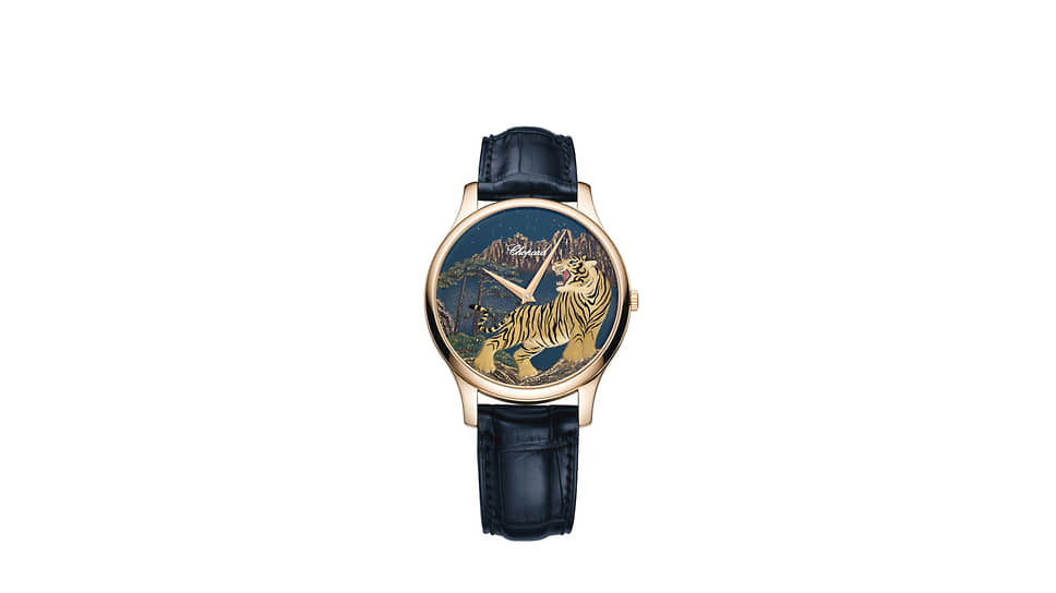 Часы L.U.C XP Urushi Year of the Tiger, Chopard, розовое золото, циферблат, изготовленный
вручную в Японии, лакировка уруши, механизм с автоматическим подзаводом