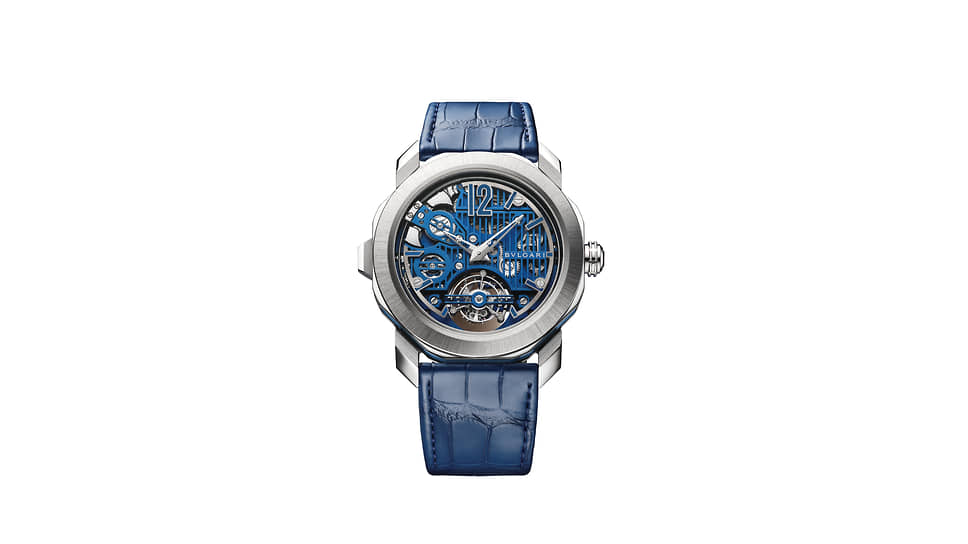 Bvlgari, часы Octo Roma Blue Carillon Tourbillon, 44 мм, платина, титан, белое золото, механизм с ручным подзаводом, запас хода 75, водонепроницаемость 30 м