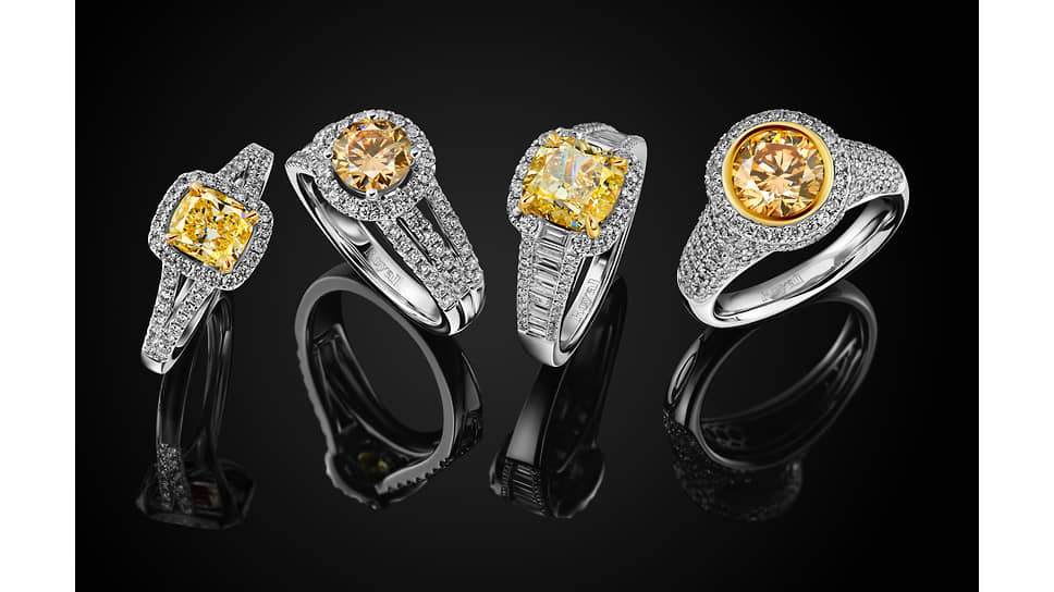 Кольца из коллекции украшений Royal Diamonds с желтыми бриллиантами от  MIUZ Diamonds 
