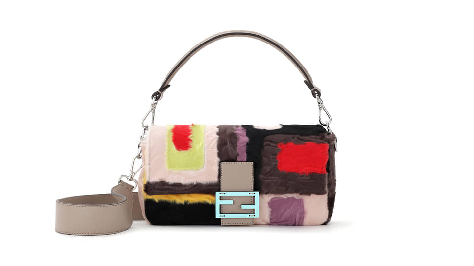 Сумка Fendi Baguette, кожа, каракульча