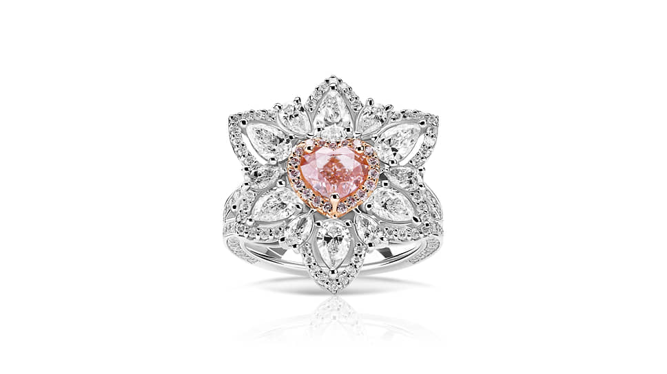 Кольцо, Parure Atelier, белое и розовое золото, розовый и бесцветные бриллианты