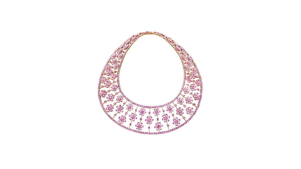Колье, Chopard, розовое золото, розовые сапфиры