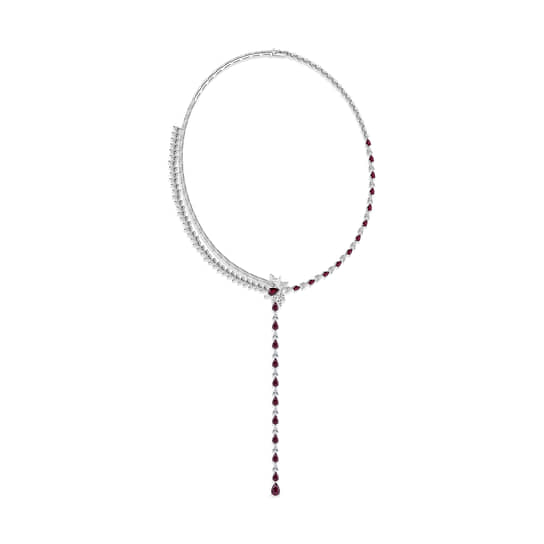 Колье-трансформер из белого золота с рубинами общим весом 9,86 карата и бриллиантами общим весом 12,85 карата