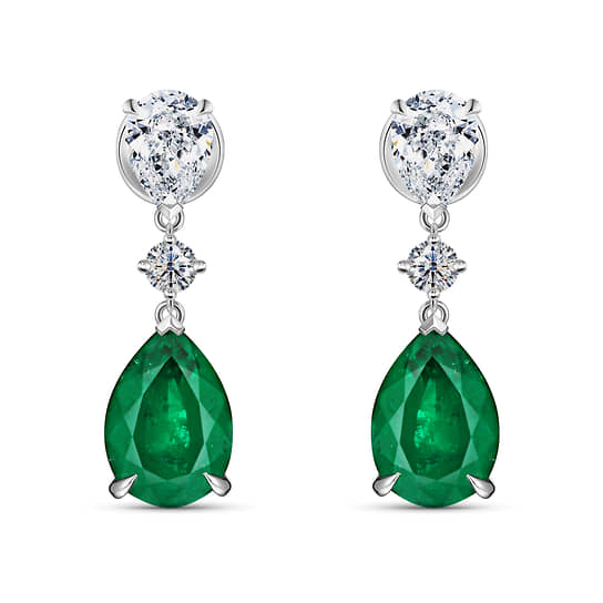 Серьги Alrosa Diamonds из белого золота с изумрудами и бриллиантами