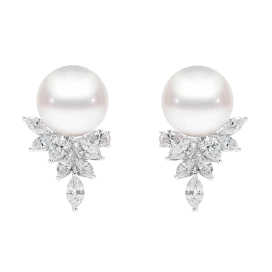 Серьги из коллекции Pearl, белое золото, бриллианты, жемчуг