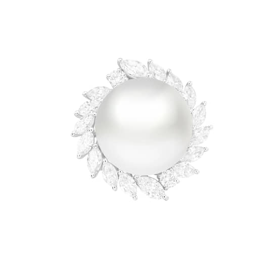 Кольцо из коллекции Pearl, белое золото, бриллианты, жемчуг