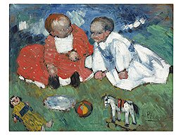 Пабло Пикассо. "Дети и игрушки", 1901 год. Дерево, масло. Эстимейт $5,5-7,5 млн