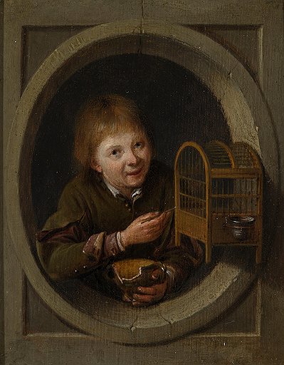 Питер Слингеландт. &quot;Мальчик с клеткой&quot;, вторая половина XVII века. Галерея Fergus Hall Master Paintings