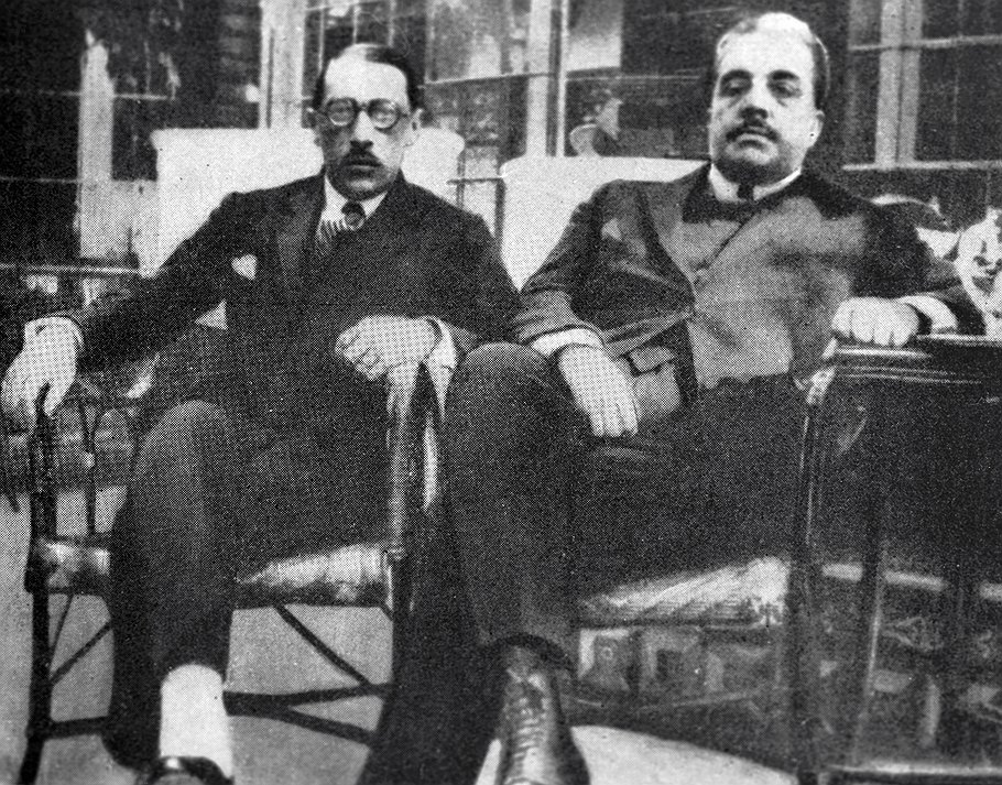 Игорь Стравинский и Сергей Дягилев (справа), 1921 год 