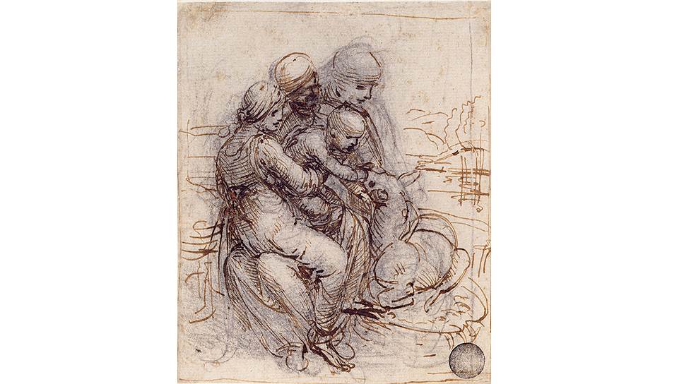 Эскиз &quot;Святая Анна с Мадонной и младенцем Христом&quot;, 1500–1501 годы