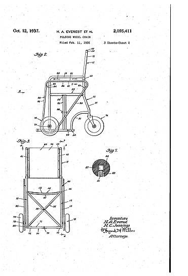 Патент складывающейся коляски, выписанный Герберту Эвересту и Гарри Дженнингсу, 1937 год