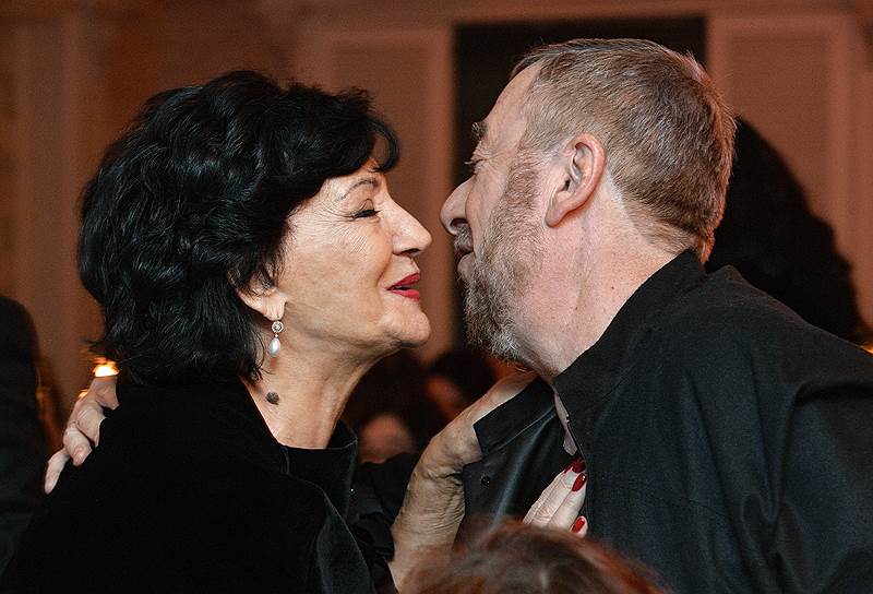 Певица Нани Брегвадзе и режиссер Павел Лунгин на вечере, посвященном возрождению ресторана "Арагви" 