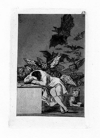 Франсиско Гойя. &quot;Сон разума рождает чудовищ&quot;, из серии &quot;Капричос&quot;, 1797-1798 год 

